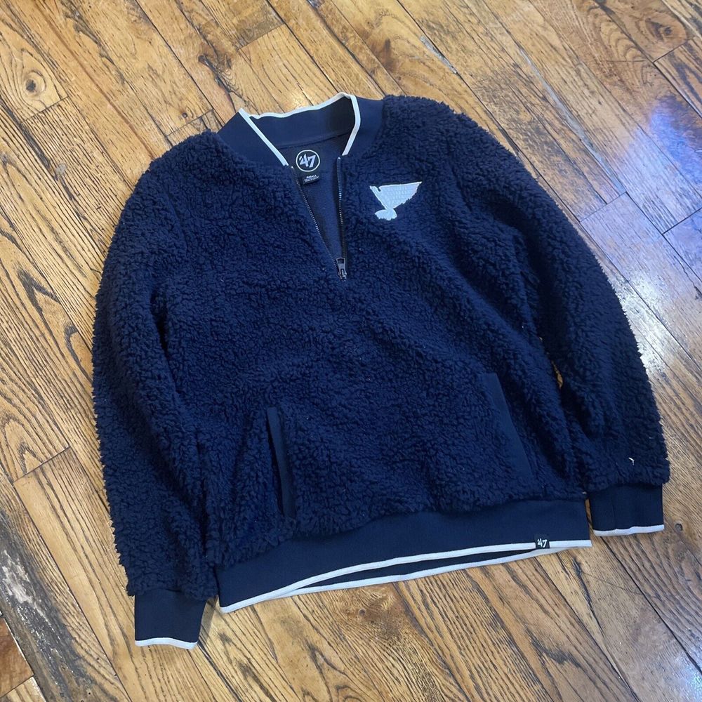 Womens Fleece Small ‘47 Saint Louis Blues 1/4 Zip Sweater Long Sleeve Black
